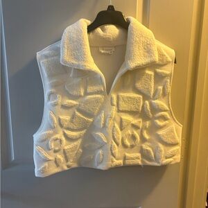 Anthropologie White Textured Sleeveless Vest